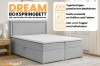 Dream Boxspringbett mit 4 cm Kaltschaum Topper und zwei geräumigen Bettkästen.