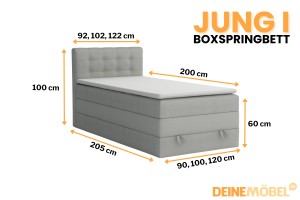 JUNG 1 Boxspringbett Polsterbett Komplettbett