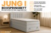 Features des Jung I Boxspringbetts: Großer Bettkasten, Farbauswahl und Kaltschaum-Topper.