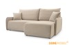 Beiges Ecksofa mit weichen Kissen, Frontansicht für Wohnzimmer.