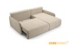 Ausziehbares Ecksofa in Beige mit Schlaffunktion und Bettkasten.