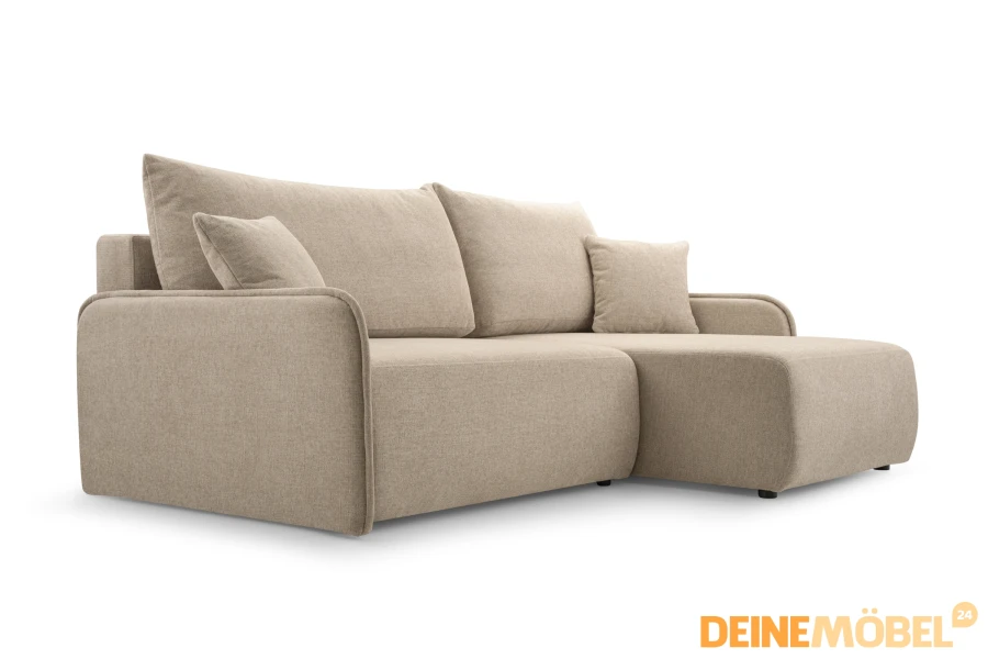 Modernes Ecksofa in Beige, stilvolle Wohnlandschaft mit Ottomane.