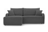 Dunkelgraues Ecksofa in L-Form, modernes Polstermöbel auf weißem Hintergrund.