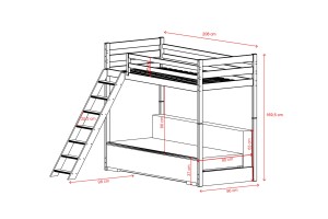 Etagenbett Jugendbett Couch SIDNEY 90x200/140x200 Weiß + Couch Helles Greige
