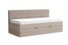Beigefarbenes Kindersofa mit ausziehbarem Gästebett und integriertem Bettkasten.
