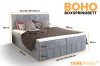 Maßgrafik für das Boho Boxspringbett mit Details zu Höhe, Breite und Länge.