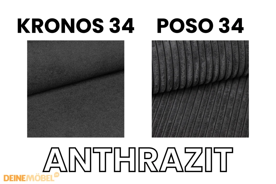 Stoffmuster Kronos 34 und Poso 34 in Anthrazit für Boxspringbetten