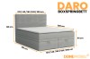 Afmetingen voor het boxspringbed Daro: Overzicht van de beschikbare maten, breedtes en bedhoogtes.