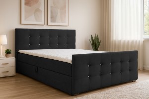 CARMEN 140x200 Stoff Cosmic 100 Schwarz Boxspringbett mit Bettkasten Deine Möbel