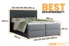 Boxspringbed afmetingen en maten in verschillende groottes met gestoffeerd hoofdbord.