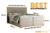 Afmetingen voor boxspringbed Best: hoogte 120cm, diepte 210cm en verschillende breedtes.