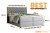 Afmetingen voor boxspringbed: Beschikbaar in breedtes van 120cm tot 200cm bij 200cm lengte.