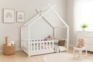 STAR PLUS 120x200 Weiß Bodenbett Hausbett Einzelbett Deine Möbel