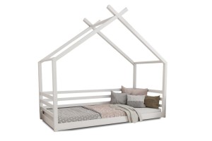 MOON 140x200 Weiß Bodenbett Hausbett Einzelbett Deine Möbel