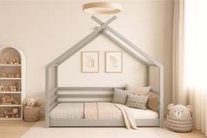 MOON 90x200 Grau Bodenbett Hausbett Einzelbett Deine Möbel