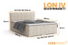Boxspringbed LON IV met afmetingen: breedte 140-200 cm, diepte 205 cm, hoogte 102 cm, beige ribfluweel-look.