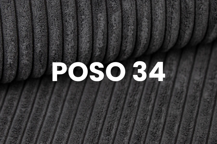 Nahaufnahme des Cord-Stoffs Poso 34 in Dunkelgrau für Möbel.