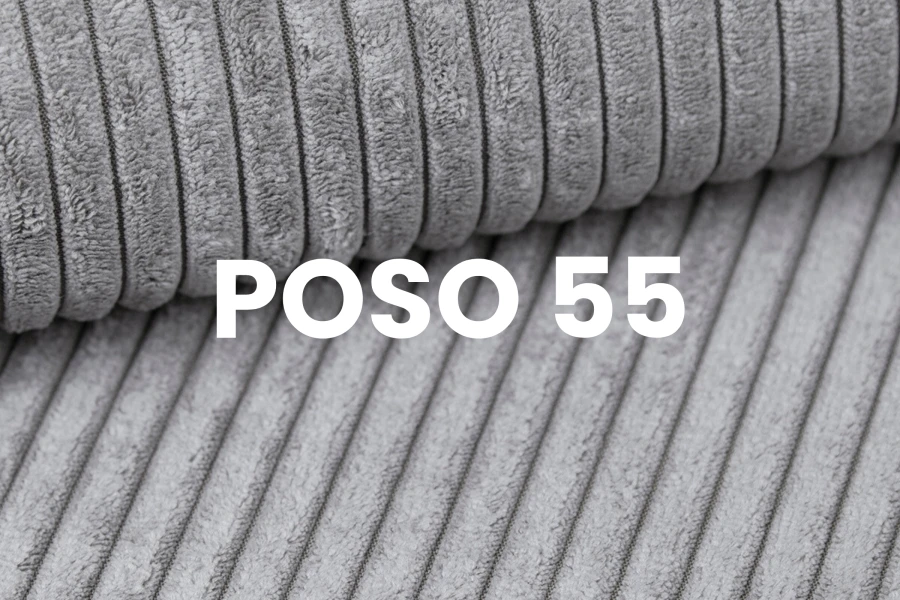 Struktur-Stoff POSO 55 in Grau, Nahaufnahme der Rippen-Textur.