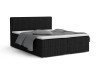 Schwarzes Boxspringbett mit strukturiertem Kopfteil, isoliert auf Weiß.