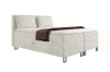 Modernes Boxspringbett in Beige mit Cord-Bezug und integriertem Bettkasten auf weißem Hintergrund.