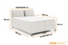 Detaillierte Maße und Abmessungen für das beige Boxspringbett Modell.