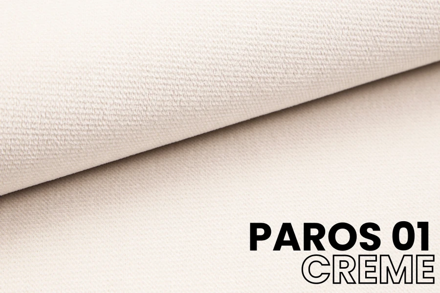 Detailaufnahme Möbelstoff Paros 01 Creme mit feiner Textur für Sofas und Betten.