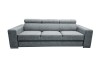Graues 3-Sitzer Sofa mit verstellbaren Kopfstützen und modernem Design isoliert.
