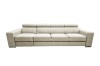 Großes 4-Sitzer Sofa in hellem Beige mit Metallfüßen isoliert.