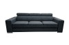 Modernes dunkelgraues 3-Sitzer Sofa mit verstellbaren Kopfstützen auf weißem Hintergrund.