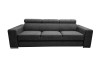 Modernes 3-Sitzer Sofa in Anthrazit mit verstellbaren Kopfstützen.