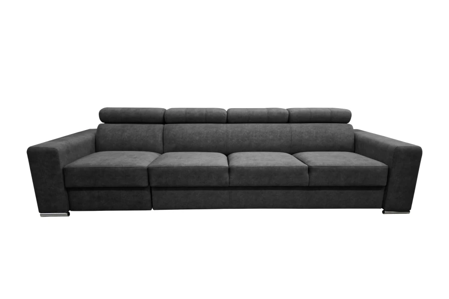 Breites 4-Sitzer Sofa in Anthrazit, freigestellt auf weißem Hintergrund.