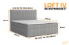 Maßskizze für das Boxspringbett Loft IV mit verschiedenen verfügbaren Breiten von 120 bis 200 cm.