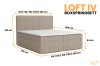 Gedetailleerde afmetingen voor het boxspringbed Loft IV in het overzicht.