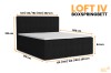 Detailed dimensions of the Loft IV box spring bed in black for optimal room planning.