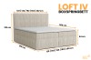 Loft IV Boxspringbett Beige Cord mit Maßangaben 120-202 cm Breite und 200 cm Länge.