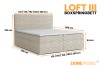 Gedetailleerde maten en afmetingen van het Loft III boxspringbed.