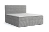 Modernes Boxspringbett in Grau mit strukturiertem Poso Cord-Bezug und integriertem Topper.