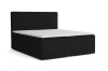 Schwarzes Boxspringbett mit strukturiertem Cord-Stoff und weißer Matratze in modernem Design.