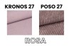 Stoffmuster Kronos 27 & Poso 27 in Rosa: Glatter Samt und Cord-Optik für Polstermöbel.