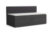 Modernes Kindersofa Mati in Anthrazit mit weißem Topper und gestreiftem Kopfteil.