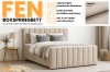 FEN Boxspringbett Übersicht mit Informationen zu Bettkästen, Topper und Stoff Paros 2 Beige.