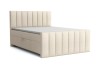 Beiges Boxspringbett FEN: Modernes Polsterbett mit vertikal gestepptem Kopfteil.