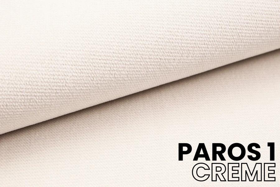Stoffprobe Paros 1 Creme: Detailansicht der Textur für Polstermöbel und Betten.