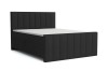 Modernes schwarzes Boxspringbett mit gestepptem Kopf- und Fußteil.