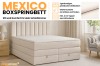 Modernes Boxspringbett MEXICO in Beige mit gepolstertem Kopfteil und praktischem Stauraum.