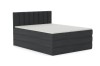 Dunkelgraues Boxspringbett in Anthrazit mit gestepptem Kopfteil und weißer Matratze.