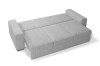 Ausgeklapptes Schlafsofa in Grau mit modernem Cord-Stoff-Bezug.