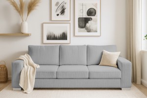 CORD Sofa mit Schlaffunktion Bettkasten 3 -Sitzer Poso-Stoff Cord-Sofa modernes Sofa Schlafsofa Couch Deine Möbel