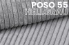 Detailansicht des Polsterstoffs POSO 55 in Hellgrau mit charakteristischer Cord-Struktur.