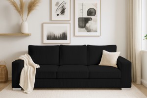 CORD Sofa mit Schlaffunktion Bettkasten 3 -Sitzer Poso-Stoff Cord-Sofa modernes Sofa Schlafsofa Couch Deine Möbel